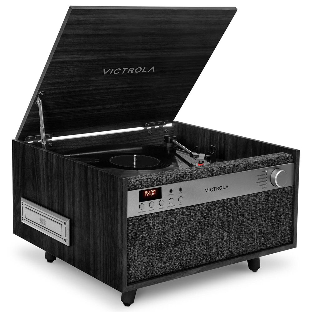 Victrola Century 6-in-1 Music Center Record Player with 3-Speed Turntable in Black, , large