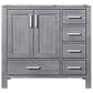 Lexora Home Jacques 36" Left Offset Single Bathroom Vanity in Distressed Grey with 2 cm White Carrara Marble Top and Rectangular Sink, , large