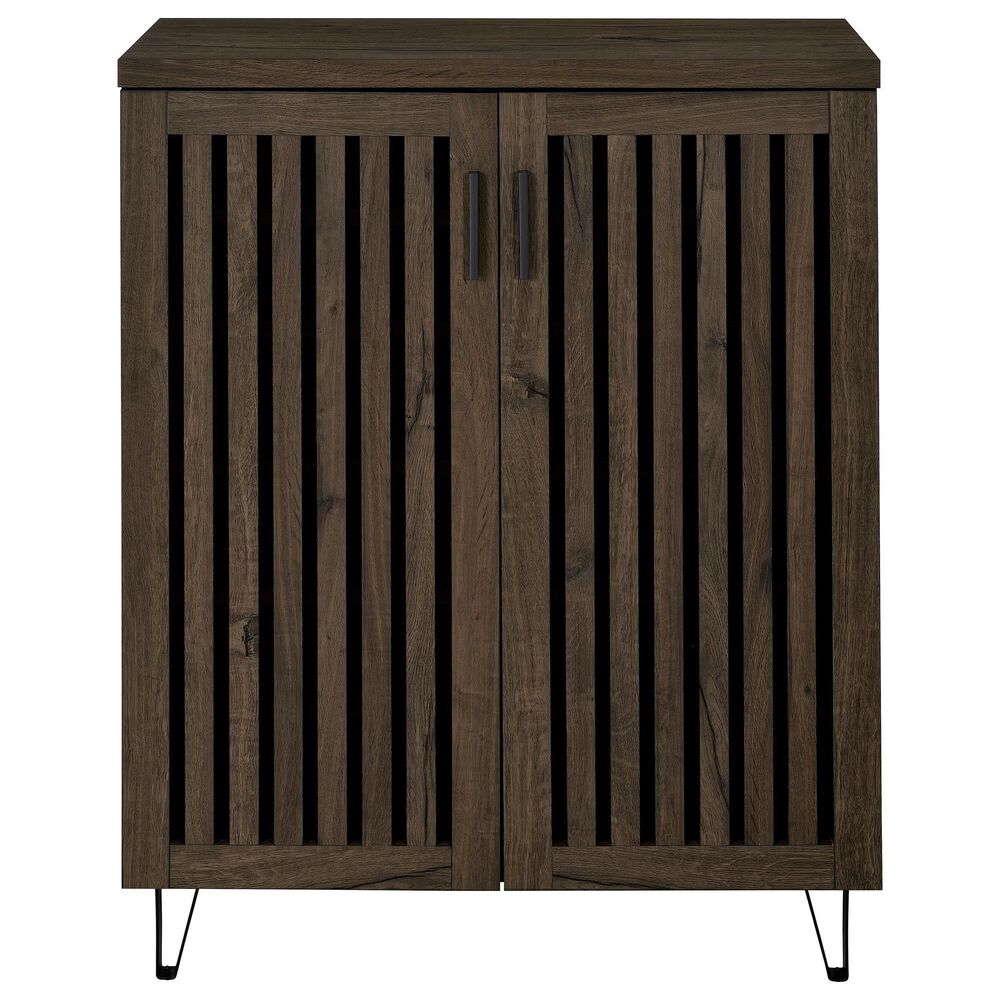 Coaster Brixton 6-Shelf Shoe Storage Cabinet in Smoked Oak and Black, , large