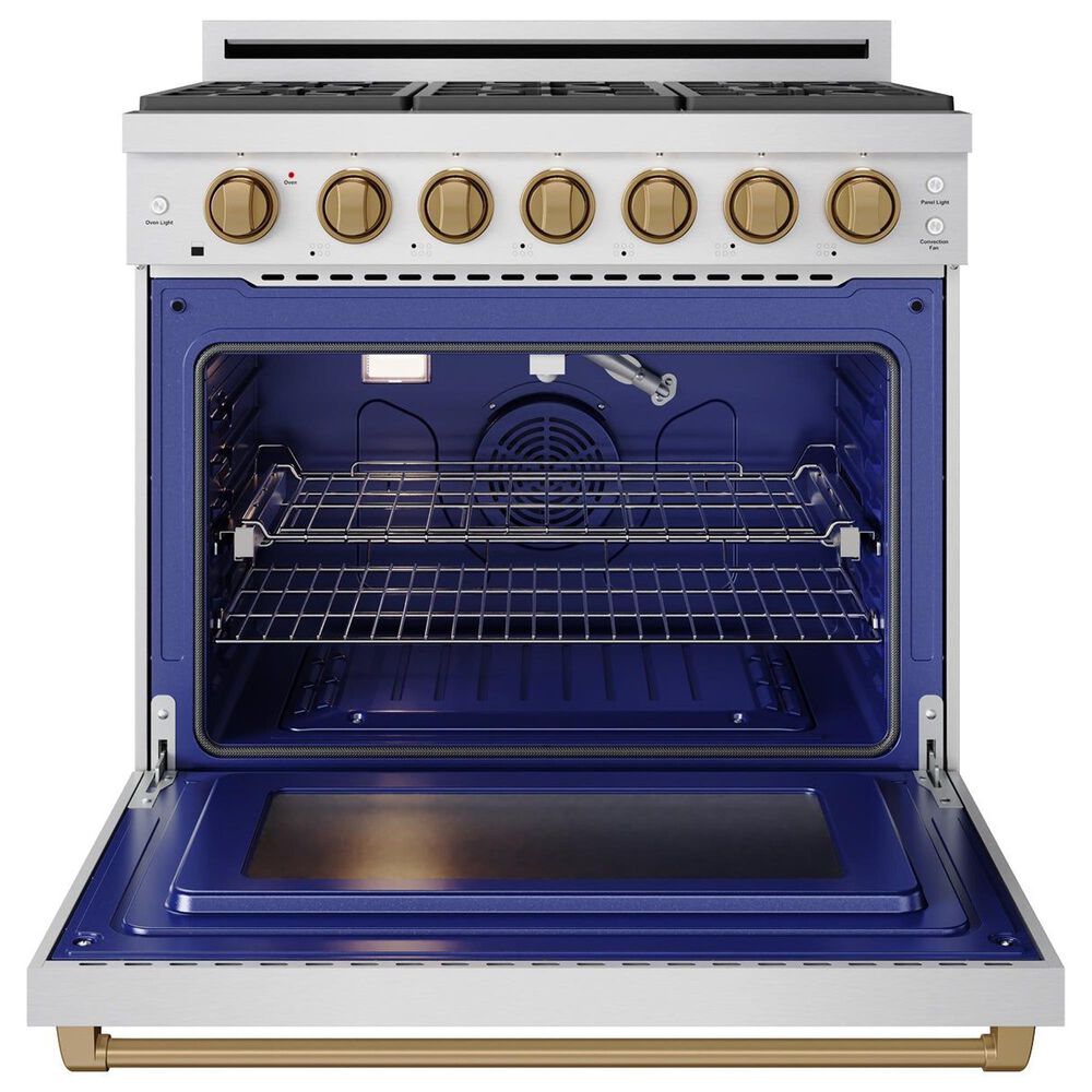 Thor Kitchen Gordon Ramsay 6 Cu. Ft. Professional Liquid Propane Range with Bronze Handle Kit in Stainless Steel, , large