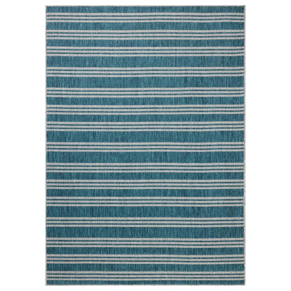 Loloi Easton Teal and Fog 2&#39;3&quot; x 3&#39;9&quot; Indoor/Outdoor Area Rug, , large