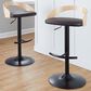 LumiSource Grotto Swivel Barstool with Brown Faux Leather Upholstery in Black and Natural (Set of 2), , large