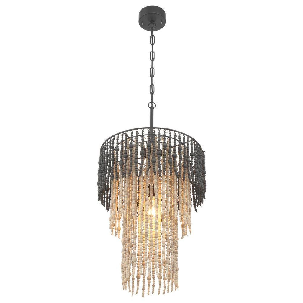 Creative Coop Marin 3-Tier Ombre Beaded Wood Chandelier in Black, , large