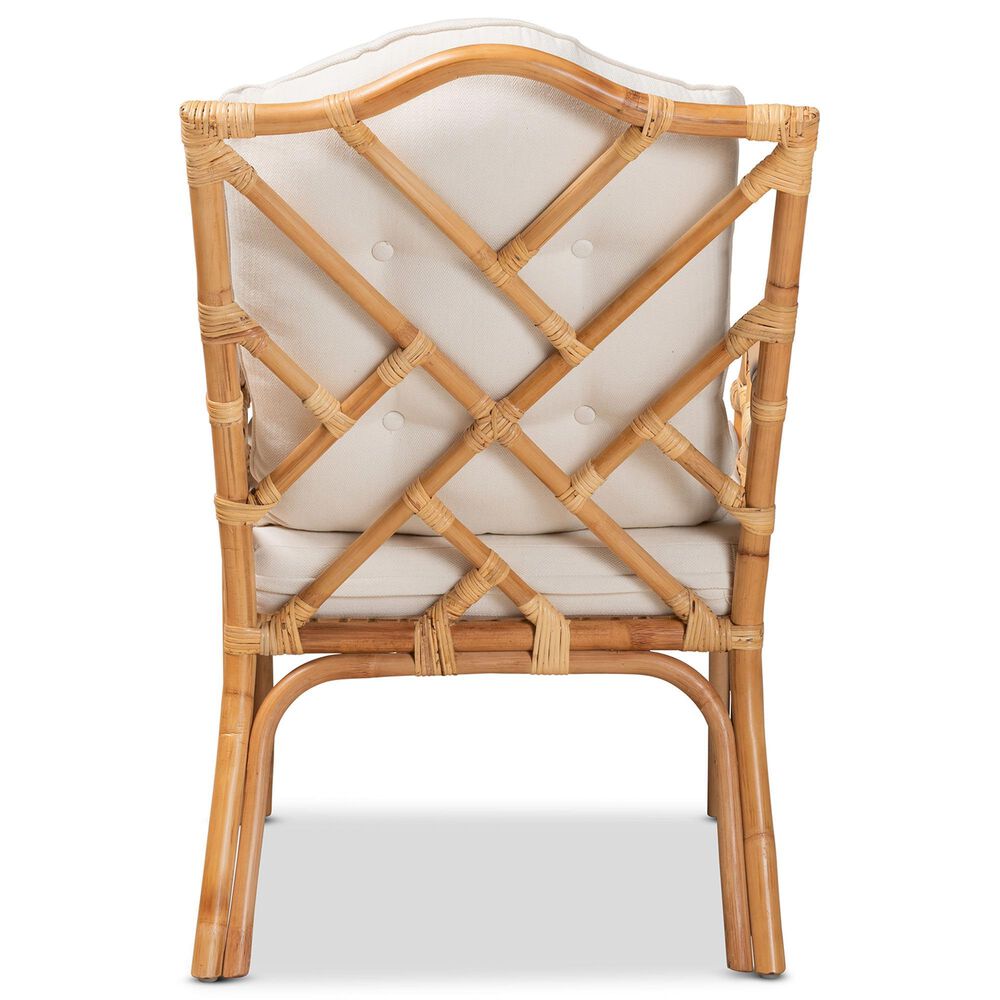 Baxton Studio Sonia Rattan Arm Chair in White, , large
