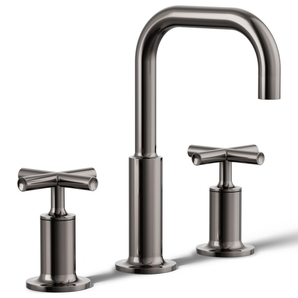 Kohler Purist Widespread Bathroom Sink Faucet with Cross Handles and High Gooseneck Spout in Vibrant Titanium, , large