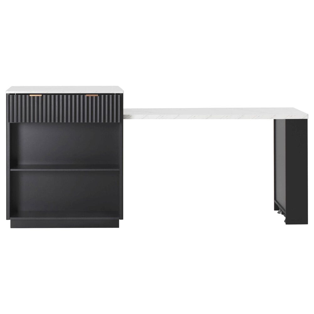HOMLUX 83" Fluted Kitchen Island in Black, , large
