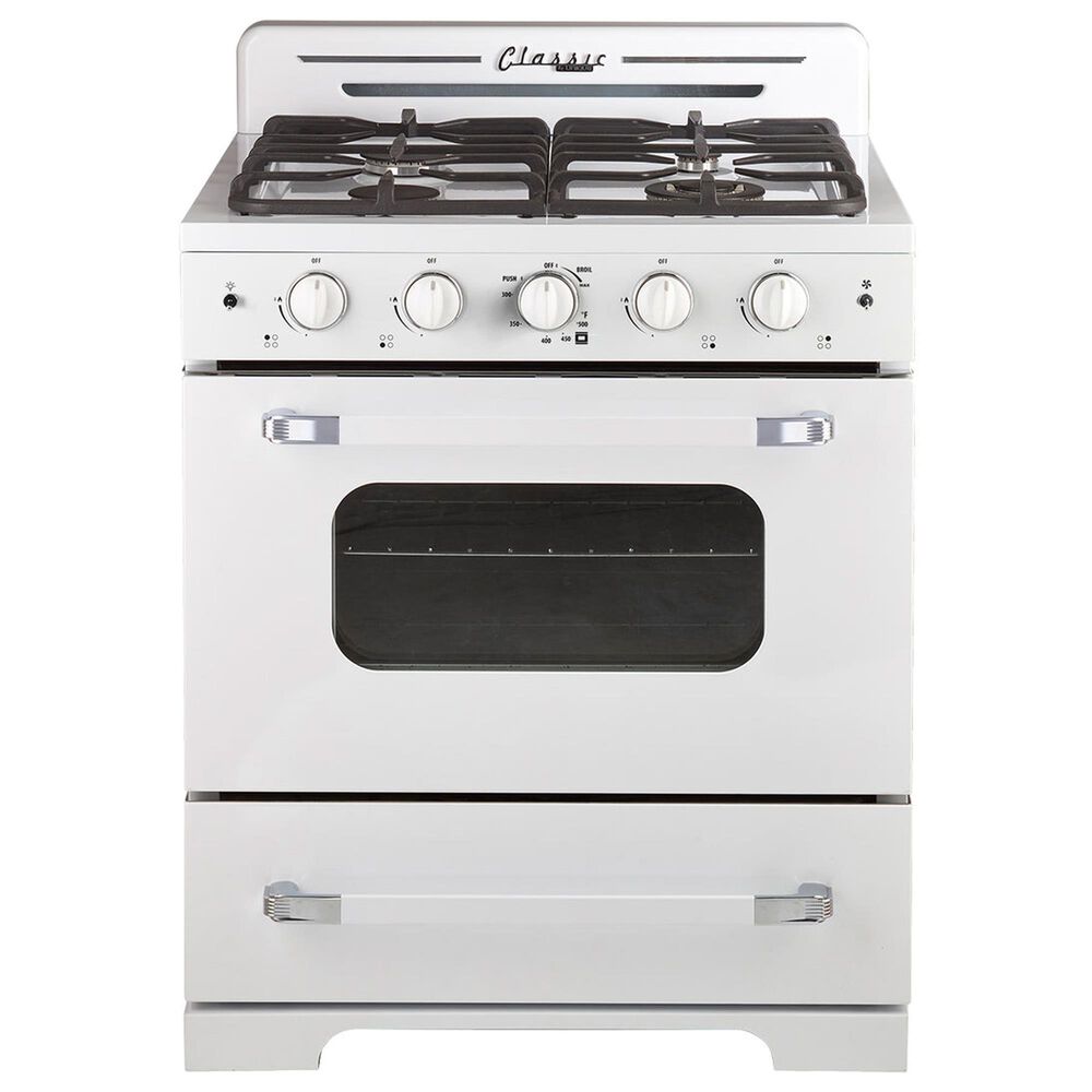 Unique Appliances Classic Retro 30" Pro Convection Gas Range in Marshmallow White, , large