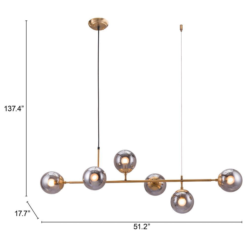 Zuo Modern Gisela Ceiling Lamp in Brass, , large