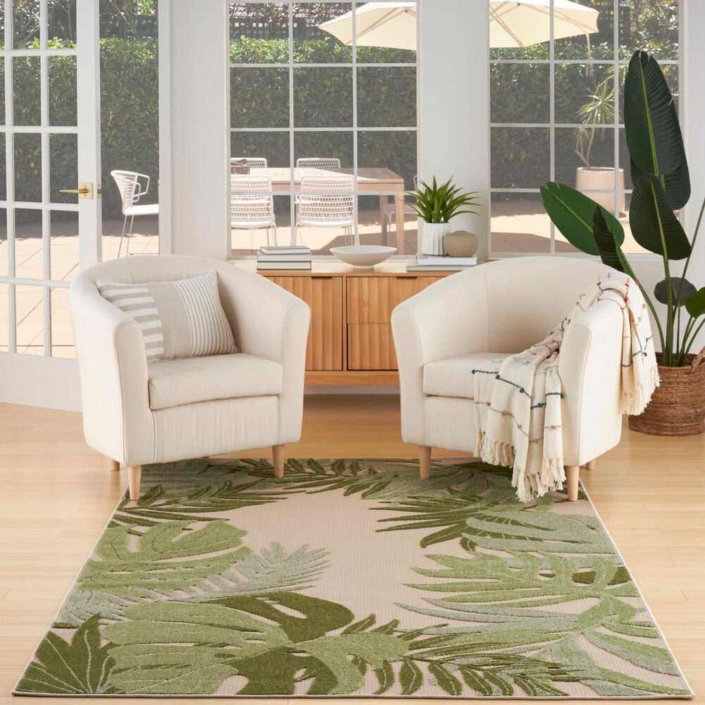Nourison Aloha ALH40 10&#39; x 14&#39; Ivory and Green Indoor/Outdoor Area Rug, , large