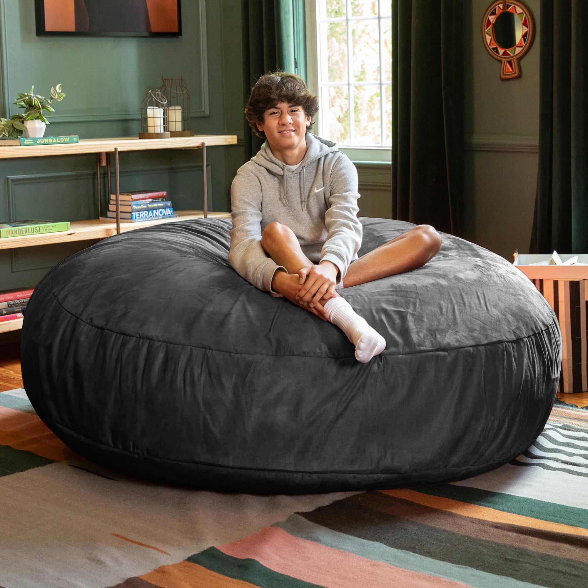 Jaxx 6' Cocoon Large Bean Bag Chair in Black