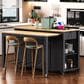 HOMLUX 47" Kitchen Island with Extendable Dining Table in Black and Natural, , large