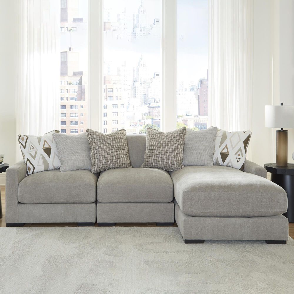 Ashley Aslan Court 3-Piece Right Facing Sectional with Chaise in Flax, , large