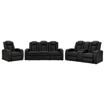 Ashley Caveman Den 3-Piece Power Reclining Living Room Set in Midnight, , large