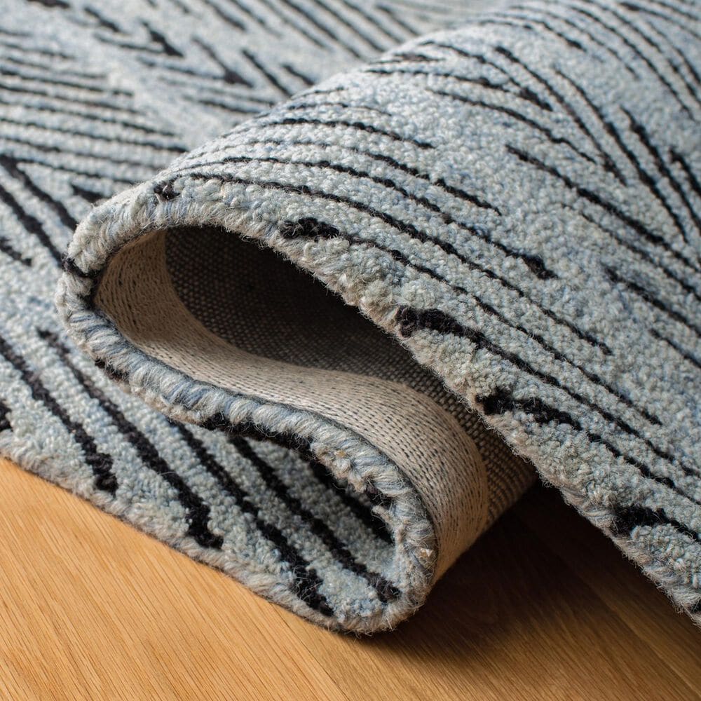 Safavieh Micro-Loop 4&#39; x 6&#39; Light Blue and Charcoal Area Rug, , large