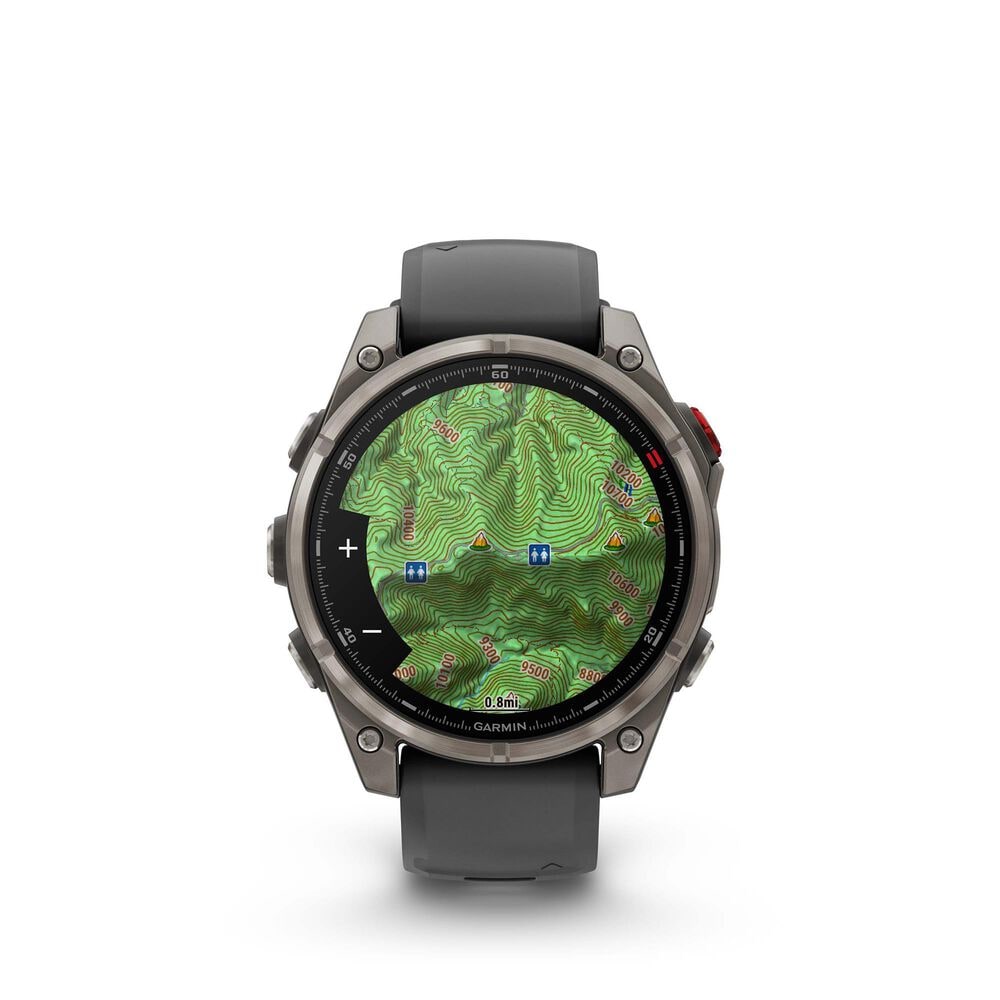 Garmin Fenix 8 Pro Sapphire AMOLED Smartwatch 47mm Titanium Case with Graphite Black Silicone Band, , large