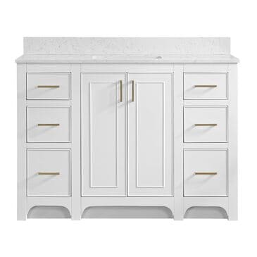 37B Lucerne 48" Single Bathroom Vanity in Bright White with Marble Top and Backsplash, , large