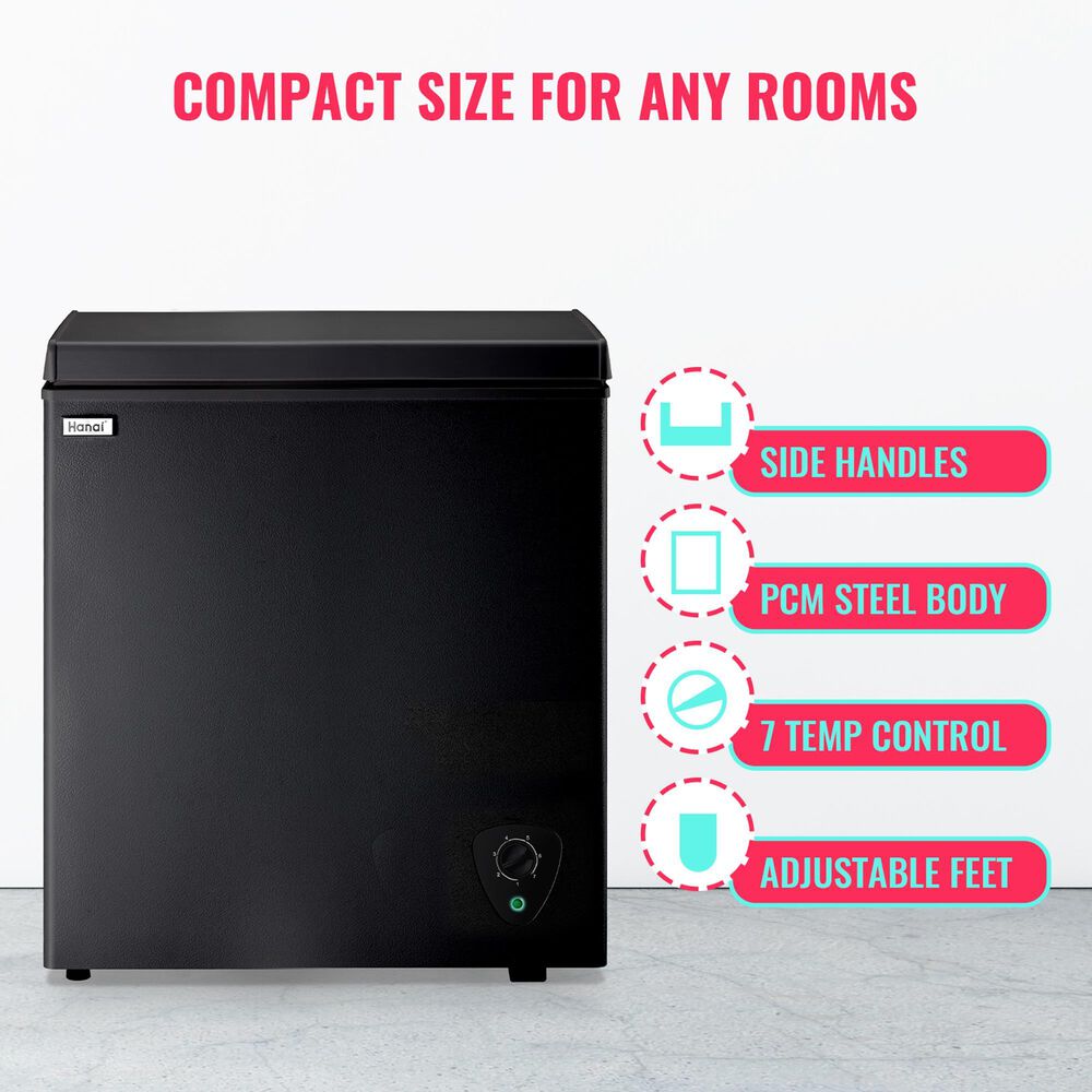 HOMLUX 5 Cu. Ft. Chest Freezer with Adjustable Thermostat in Black, , large
