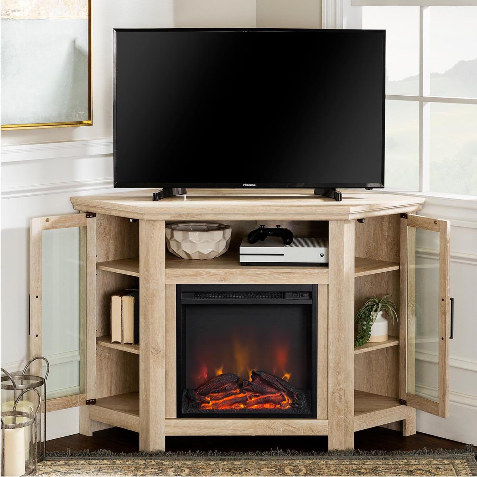 Corner store fireplace stand
