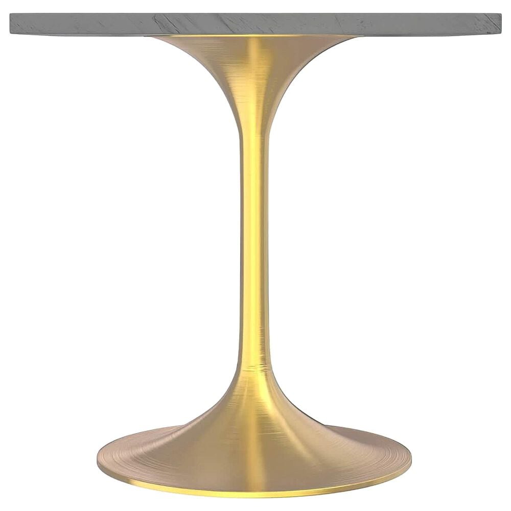 Leisuremod LeisureMod Verve Collection 27 Square Dining Table, Brushed Gold Base with Laminated White Marbleized Top, , large