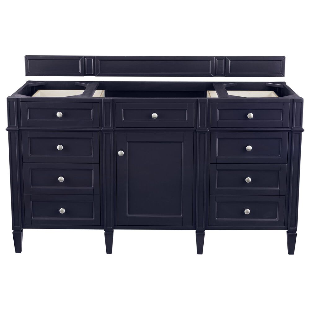 James Martin Vanities Brittany 60&quot; Single Bathroom Vanity in Victory Blue with 3 cm Carrara White Marble Top and Rectangle Sink, , large