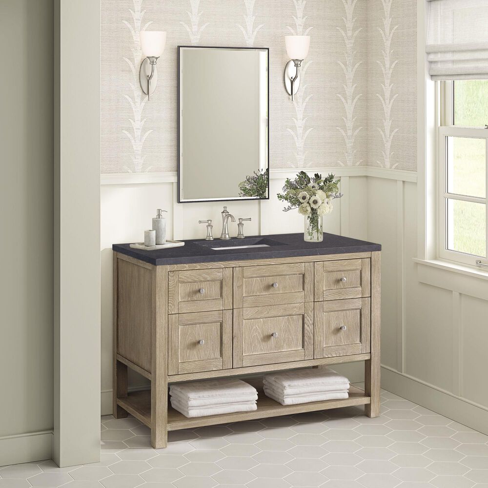 James Martin Vanities Breckenridge 48&quot; Single Vanity in Whitewashed Oak with 3 cm Charcoal Soapstone Quartz Top, , large