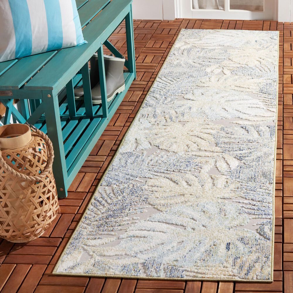Safavieh Sarasota 2&#39;3&quot; x 9&#39; Light Green and Ivory Indoor/Outdoor Runner, , large