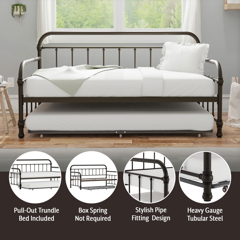 Richlands Furniture Kirkland Metal Twin Stat Daybed in Dark Bronze, , large