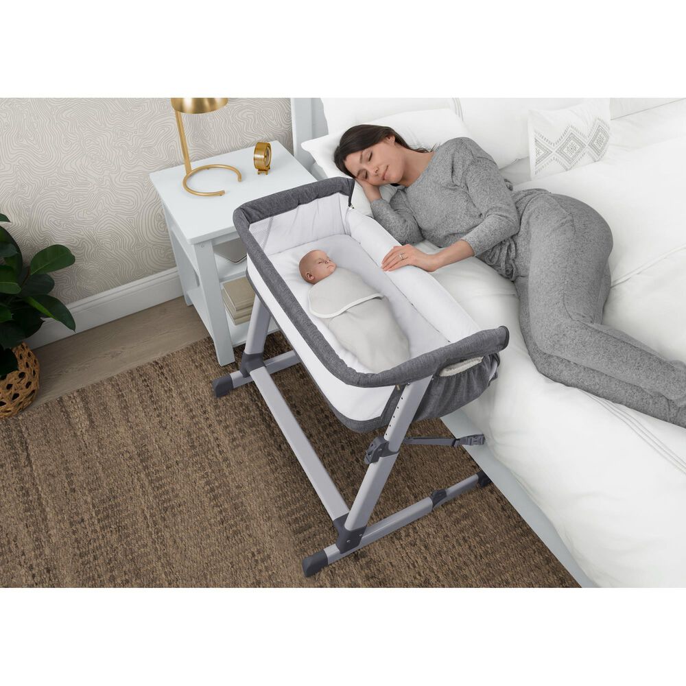 Delta Simmons Kids Dream Bedside Baby Bassinet in Grey Tweed, , large