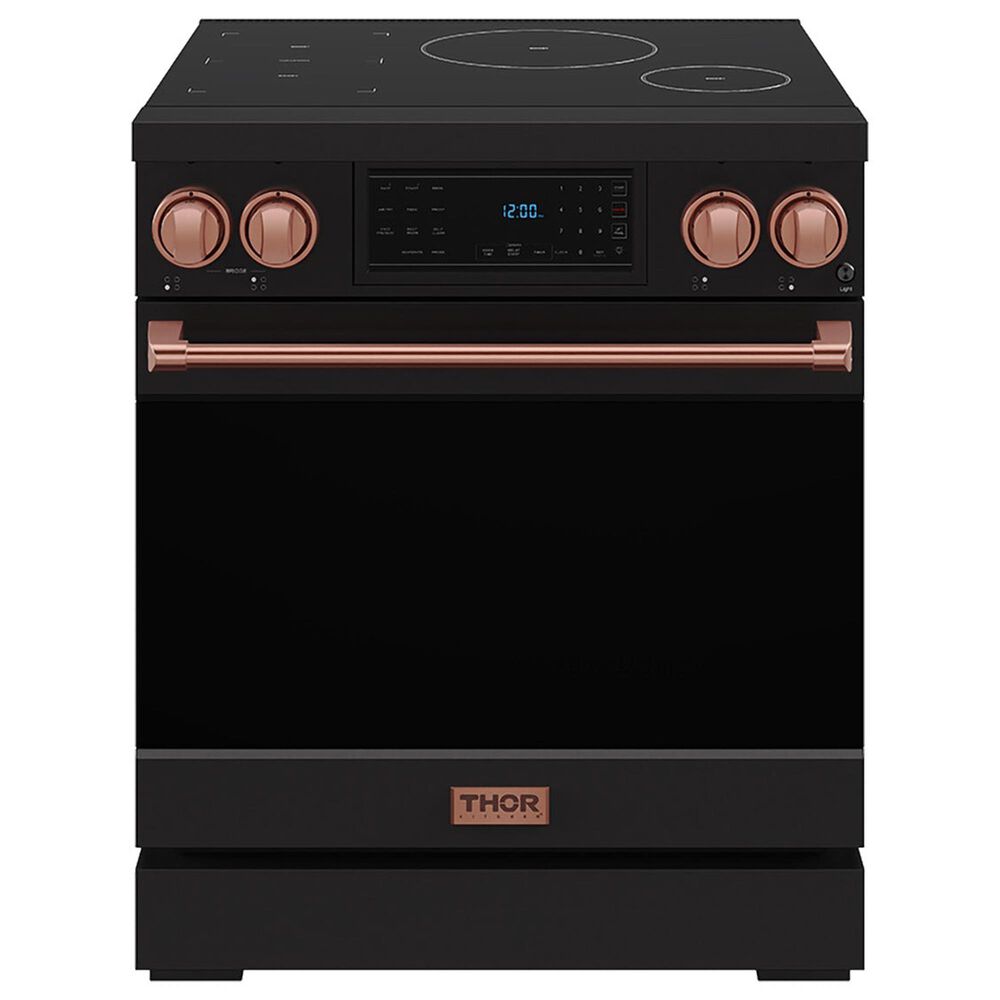 Thor Kitchen Gordon Ramsay 4.8 Cu. Ft. Professional Induction Range with Rose Gold Handle Kit in Black, , large