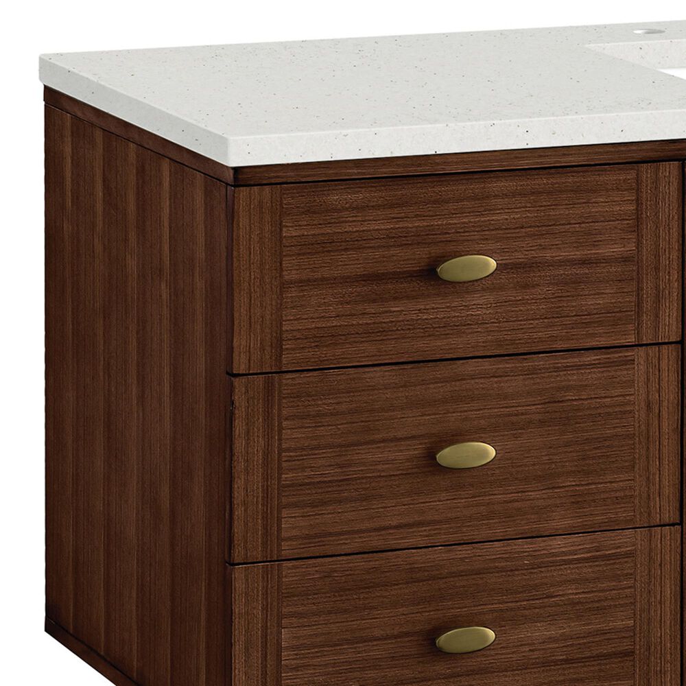 James Martin Vanities Amberly 60&quot; Single Bathroom Vanity in Mid-Century Walnut with 3 cm Lime Delight Quartz Top and Rectangular Sink, , large