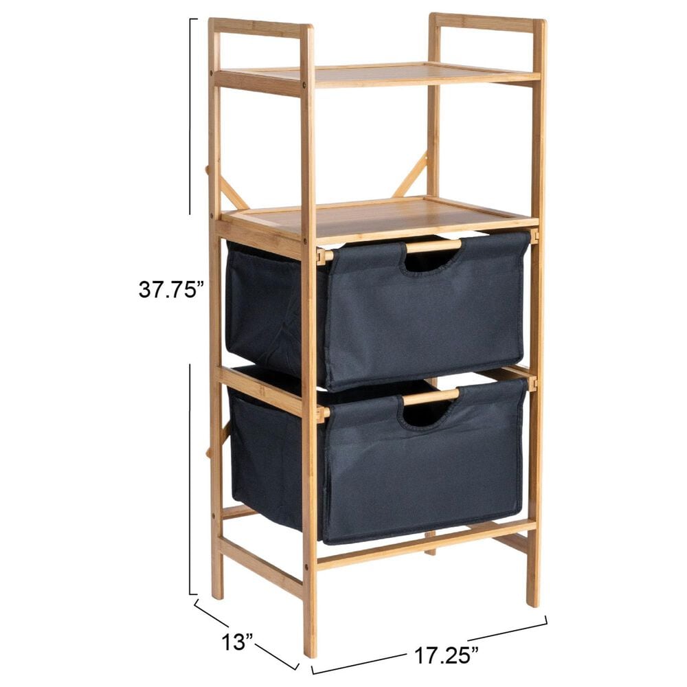 Household Essentials Storage Shelf with Cotton Fabric Drawers in Natural, , large