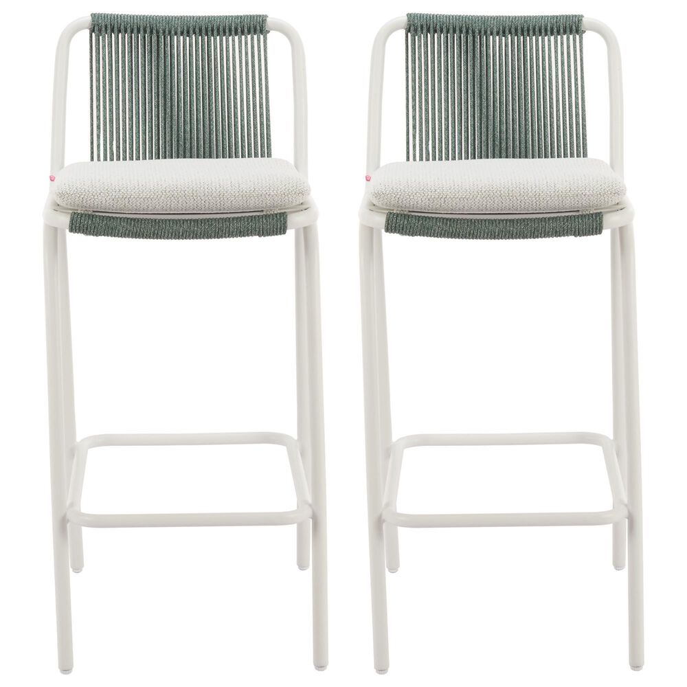 Zuo Modern Luft Patio Barstool in Beige and Green (Set of 2), , large