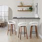 LumiSource Grotto Swivel Bar Stool with White Faux Leather Upholstery in Walnut Wood and Black (Set of 2), , large