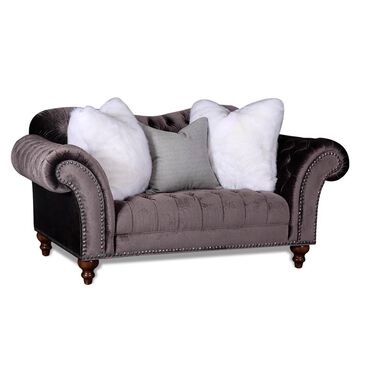 Aria Designs Lorraine Loveseat in Gray Velvet, , large