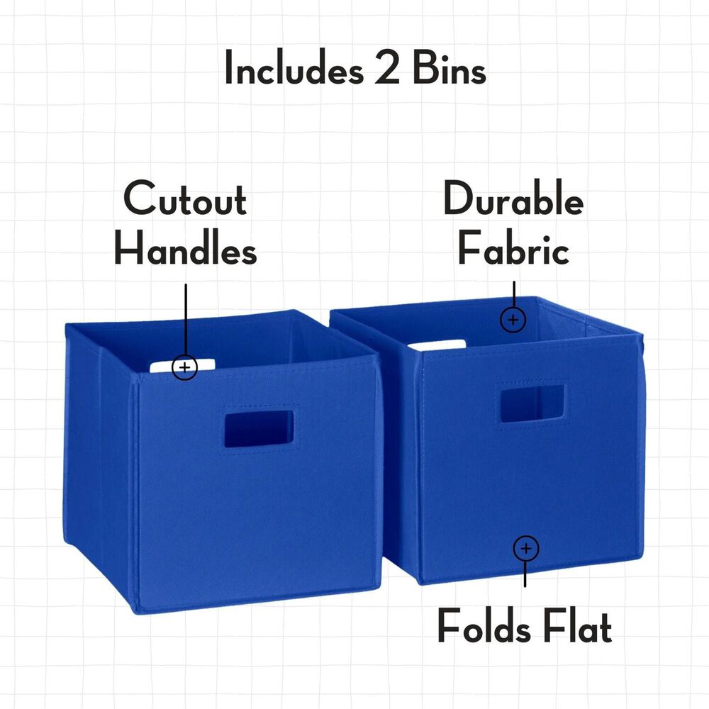 RiverRidge Home 2-Cubby Kid Book Rack with 2-Blue Bin in White, , large