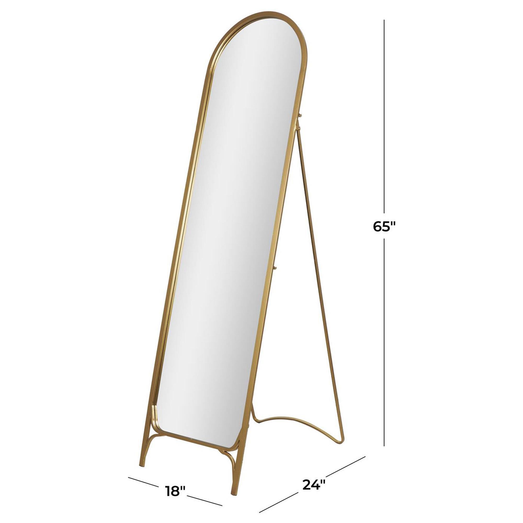 Maple and Jade Arched Freestanding Foldable Floor Mirror in Gold