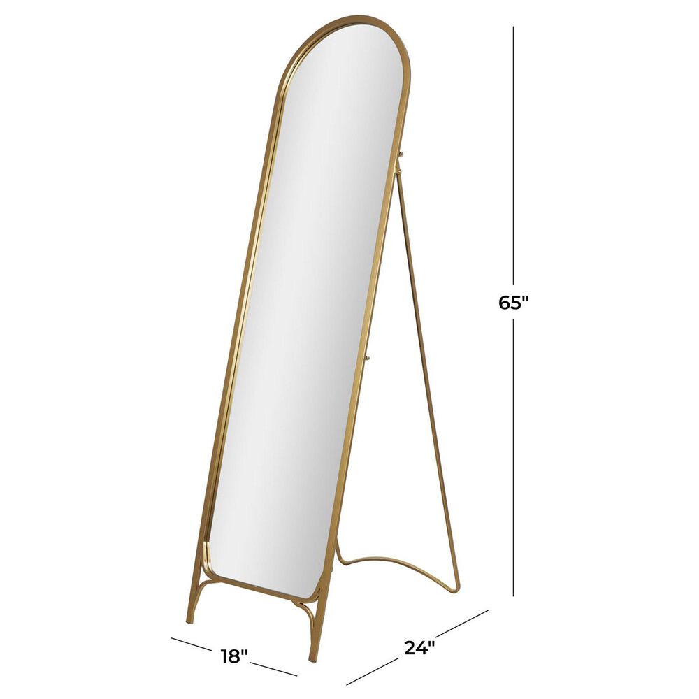Maple and Jade Arched Freestanding Foldable Floor Mirror in Gold, , large