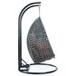 Leisuremod Patio 2-Seat Hanging Egg Swing Chair with Dark Orange Cushion in Charcoal, , large