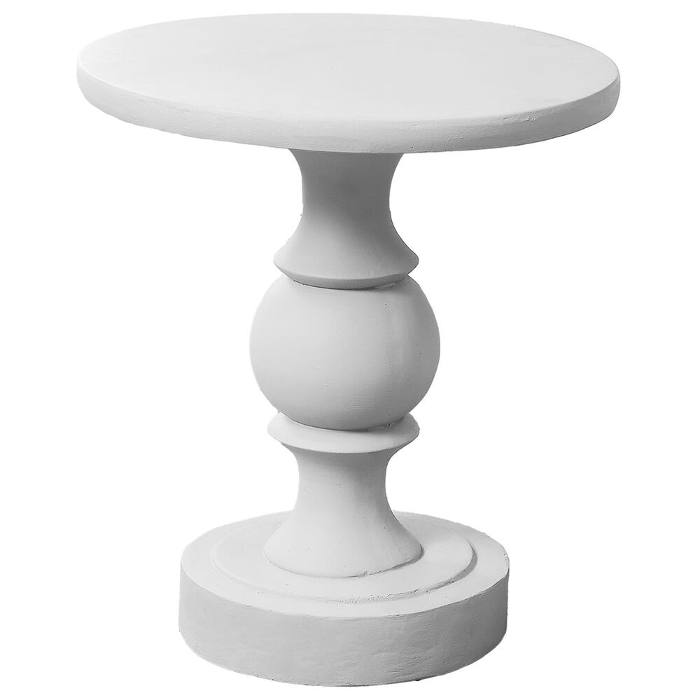Hearth and Haven Outdoor Round Side Table with Sculpted Pedestal Base in White, , large