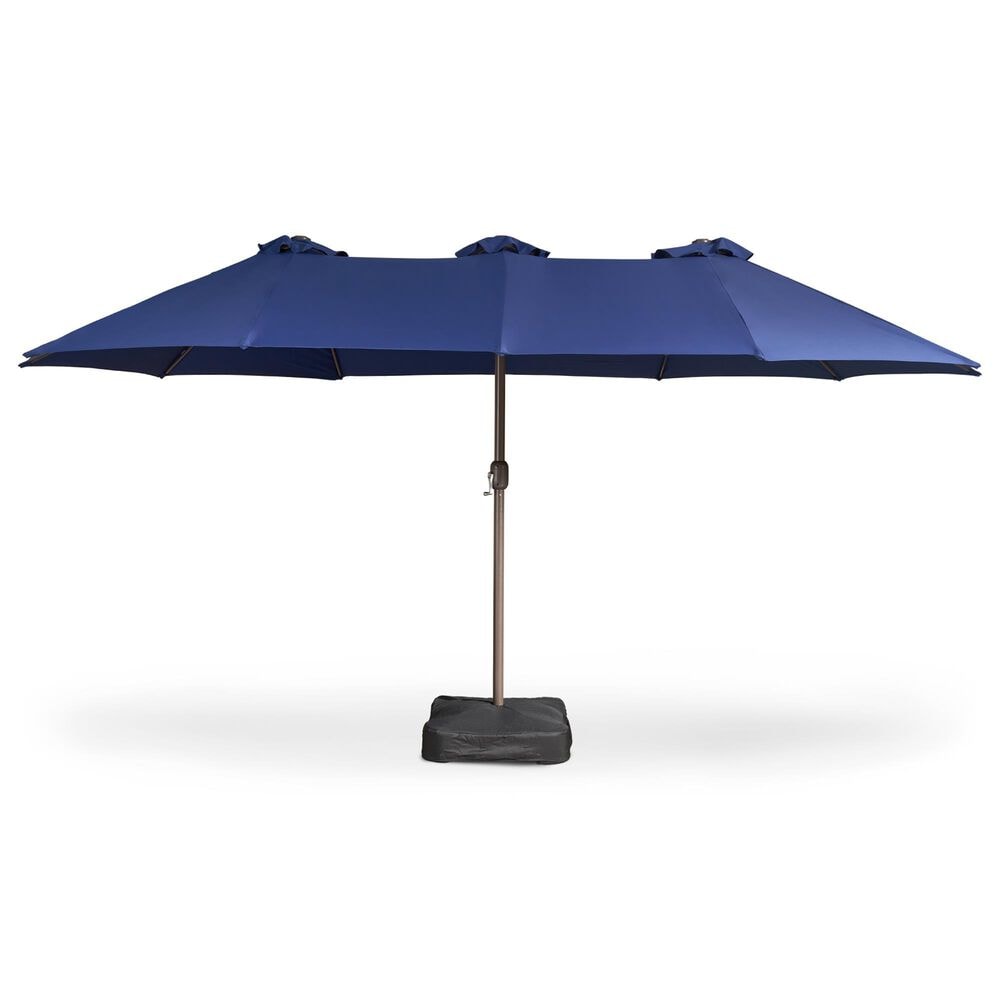 HOMLUX 15" Double-Sided Outdoor Market Umbrella with Sandbag Base in Royal Blue, , large