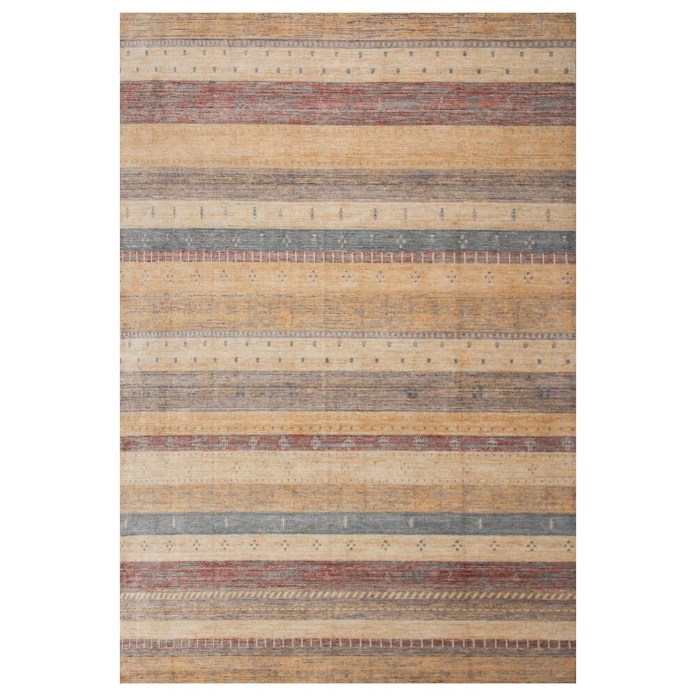 RIZZY Spectrum Gold, Cream, Gray, Red, Rust and Charcoal 8" x 10" Area Rug, , large