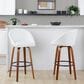 LumiSource Matisse 30" Swivel Barstool with White Faux Leather Upholstery in Walnut and Black (Set of 2), , large