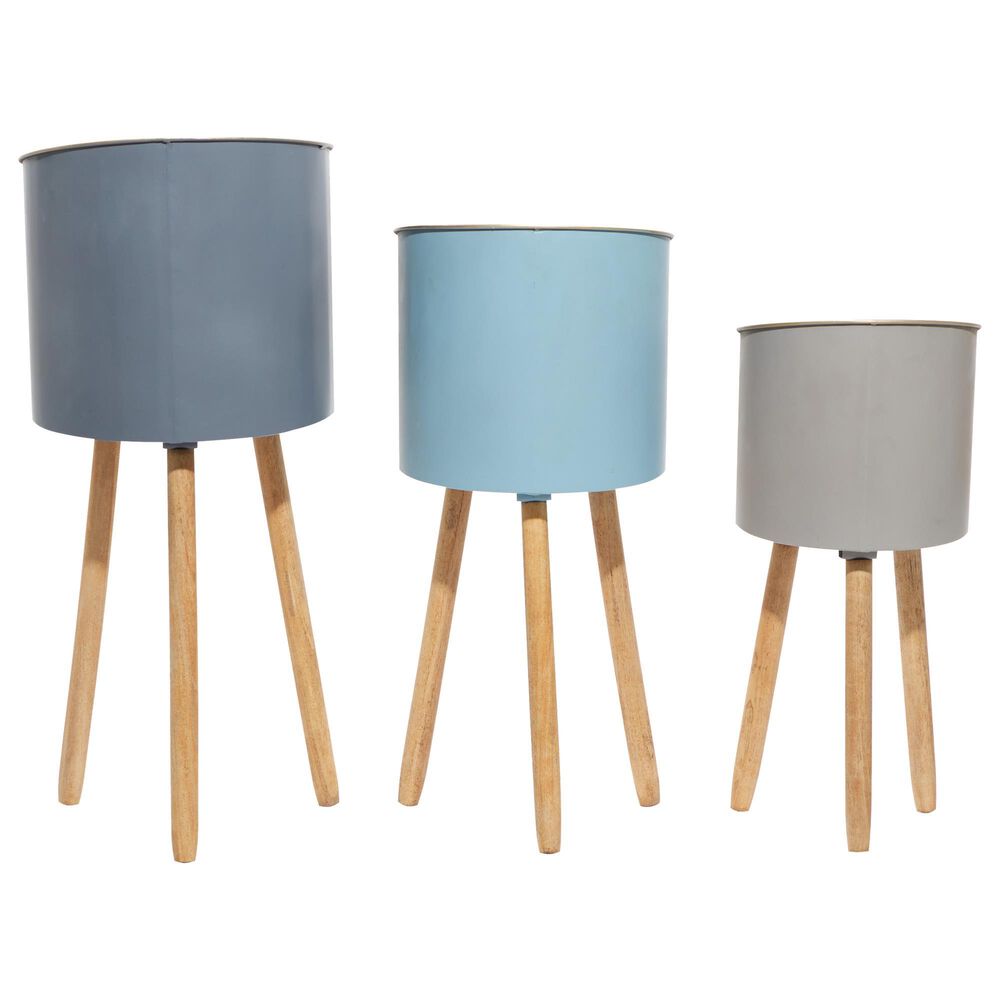 Maple and Jade Farmhouse Planter in Natural, Blue, Gray and Indigo &#40;Set of 3&#41;, , large