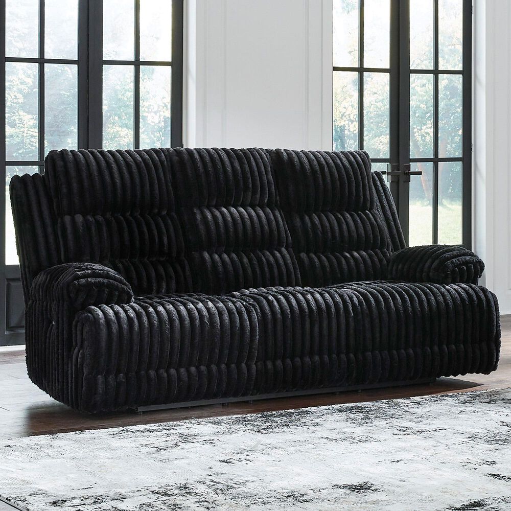 Ashley Rhines Falls Power Reclining Sofa in Onyx, , large