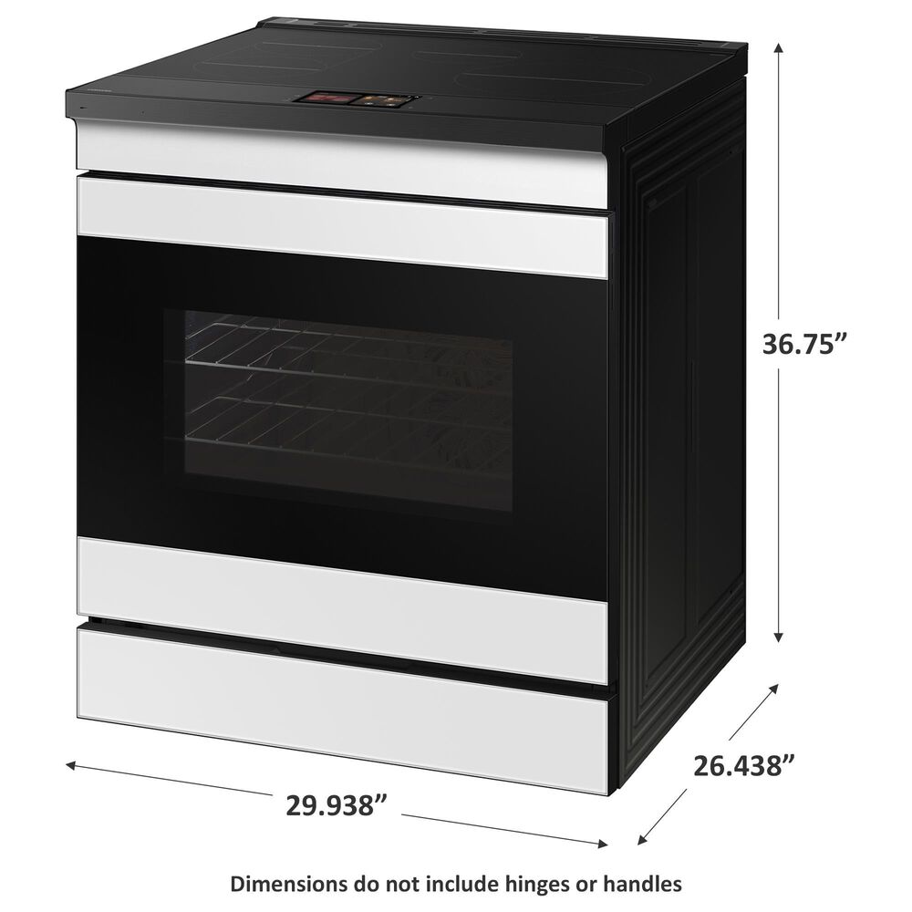 Samsung Bespoke Bespoke 6.3 Cu. Ft. Smart Slide-In Electric Induction Range with AI Hub and Oven Camera in White Glass, , large