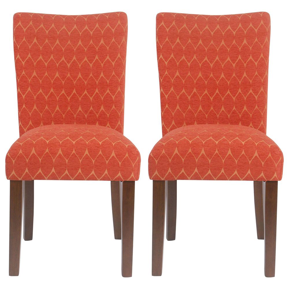 Kinfine Parsons Dining Chair with Orange Cushion in Walnut (Set of 2) NFM