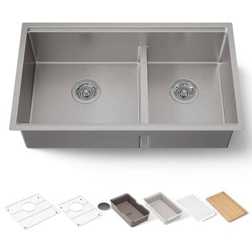 Kohler Strive 32" Undermount Double Bowl Kitchen Sink in Stainless Steel, , large