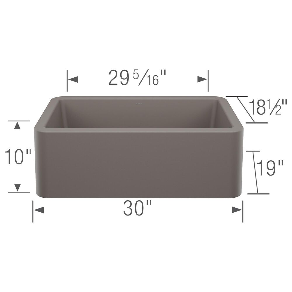 Blanco Ikon 30&quot; Apron Single Bowl Kitchen Sink in Volcano Gray, , large