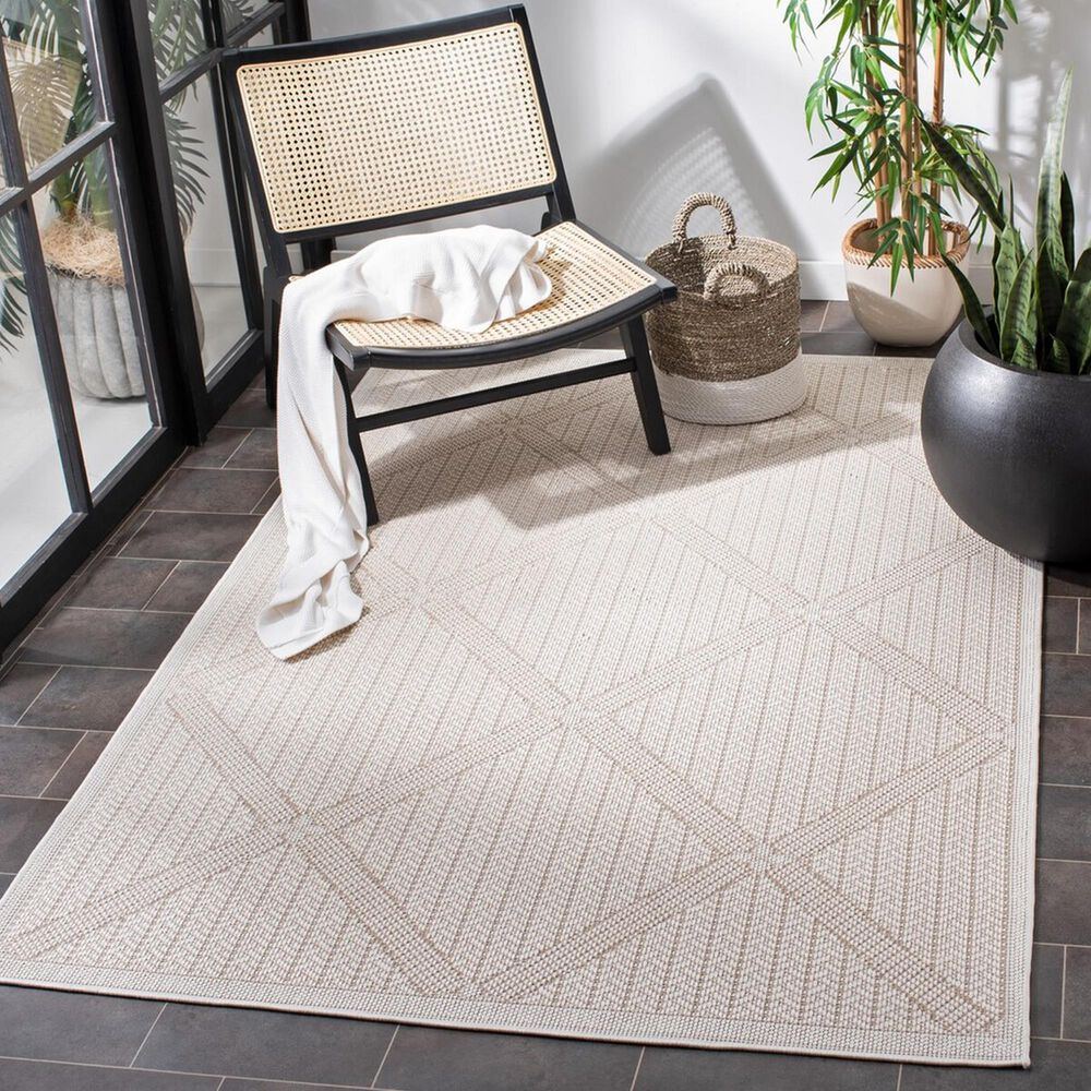 Safavieh Bermuda 8' Square Cream and Grey Indoor/Outdoor Area Performance  Rug, NFM