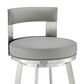 Blue River Flynn 30" Swivel Bar Stool with Light Gray Cushion in Brushed Stainless Steel, , large